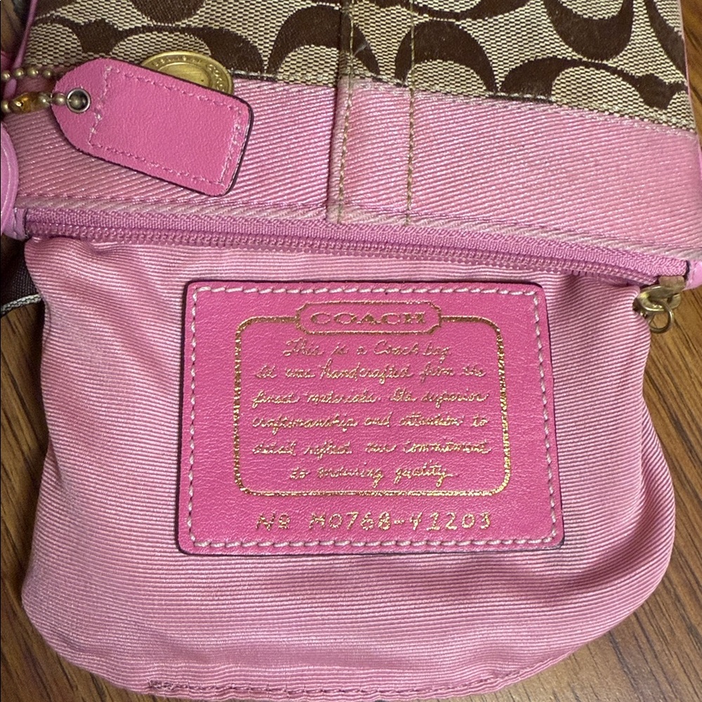 Coach Legacy Signature Pink and Tan Wristlet - Picture 6 of 6